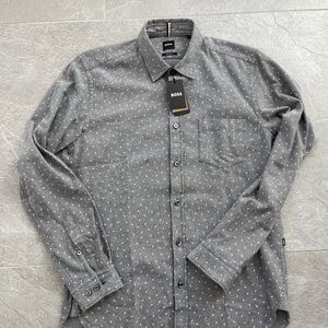 Hugo Boss Dark Beige Patterned Men's Shirt